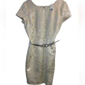 Forever 21 Cream/Silver Dress with Silver belt Size Large
